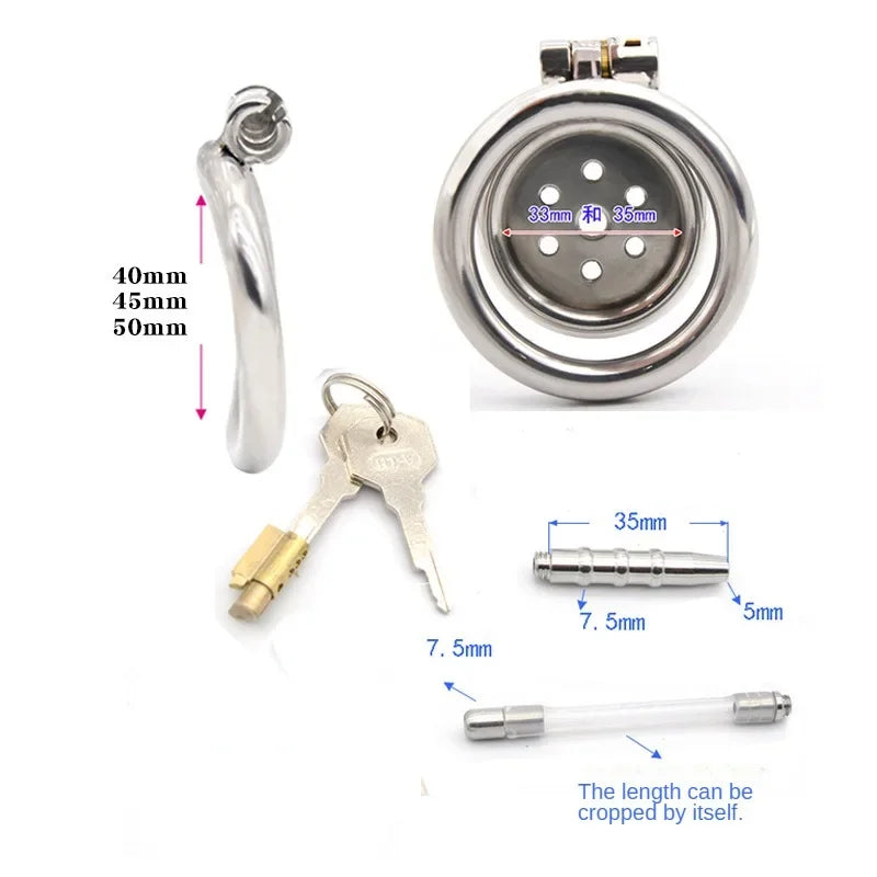Metal Male Chastity Device with Urethra Tube