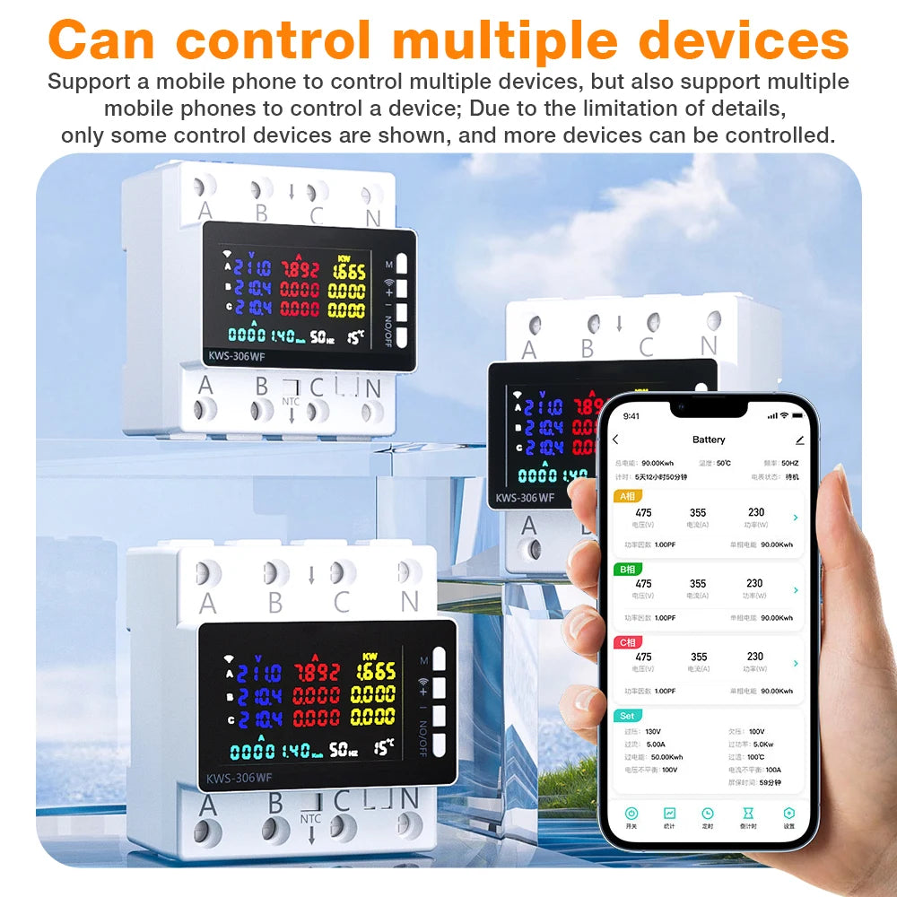 WiFi Smart 3-Phase Power Energy Meter