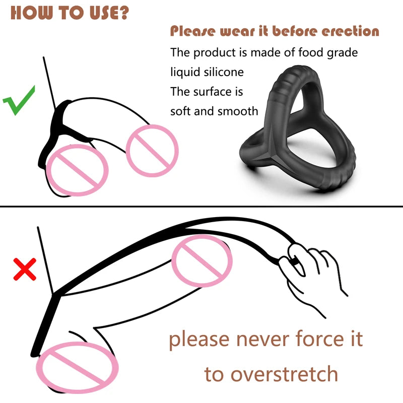 Black Silicone Cock Ring for Men
