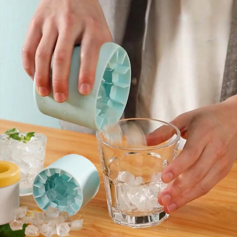 Mini Silicone Ice Cube Mold & Storage Bucket