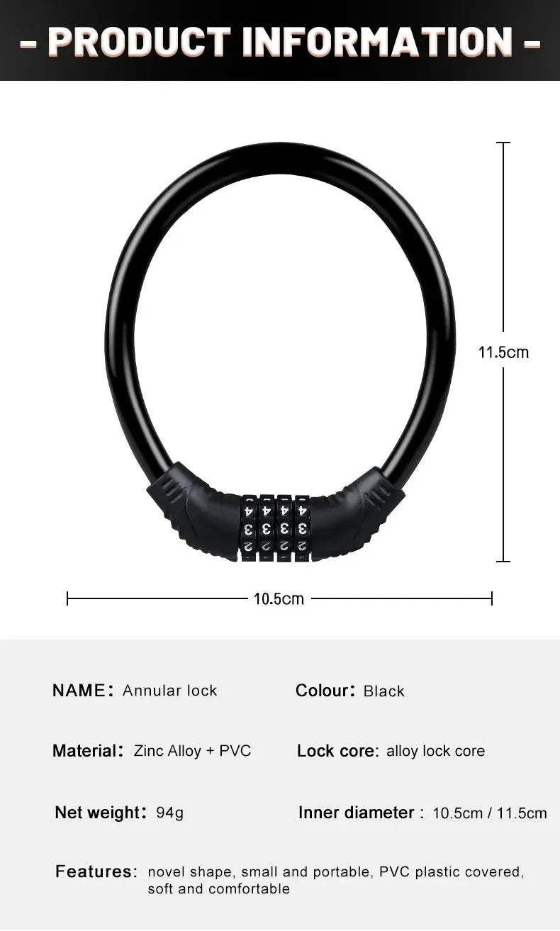 Portable 4-Digit Code Lock for Bike & Motorcycle