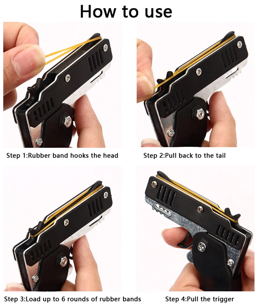 Mini Metal Rubber Band Launcher Keychain Toy