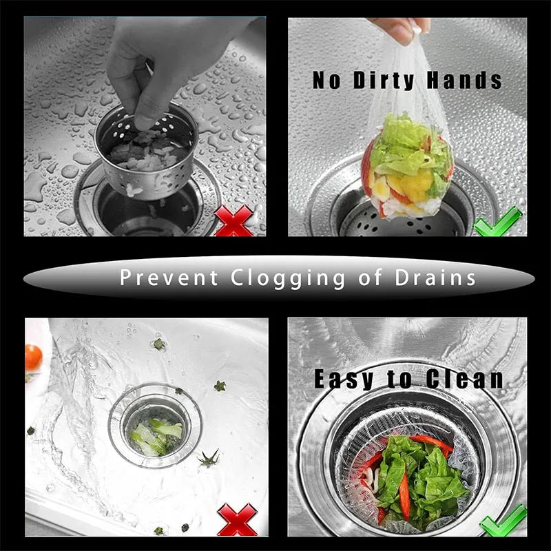 Anti-Clogging Sink Strainer Mesh Bags - 200/100PCS Disposable Drain Filters