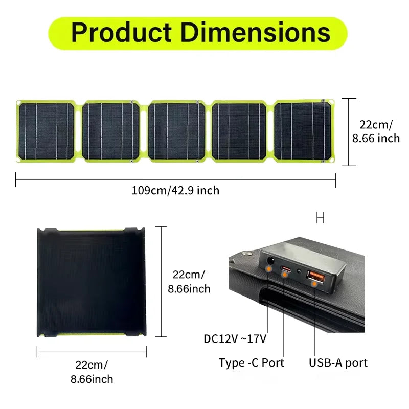 2000W Flexible Portable Solar Panel with USB Charging