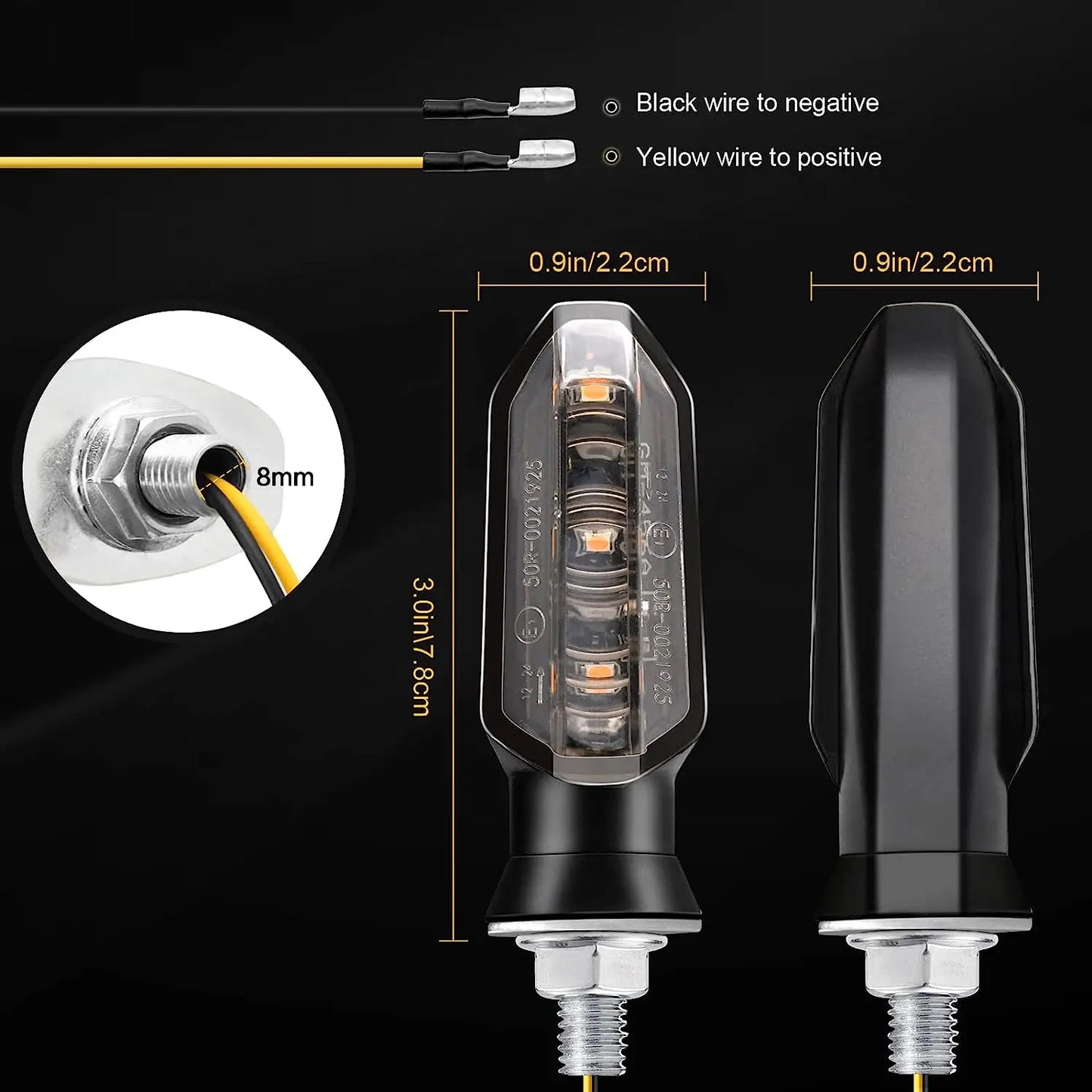 8mm Mini LED Turn Signals for Motorcycles