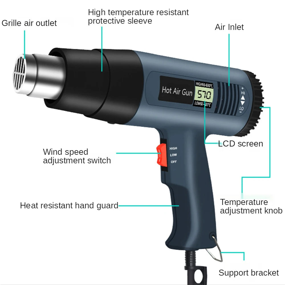 2000W Industrial Electric Hot Air Gun Digital