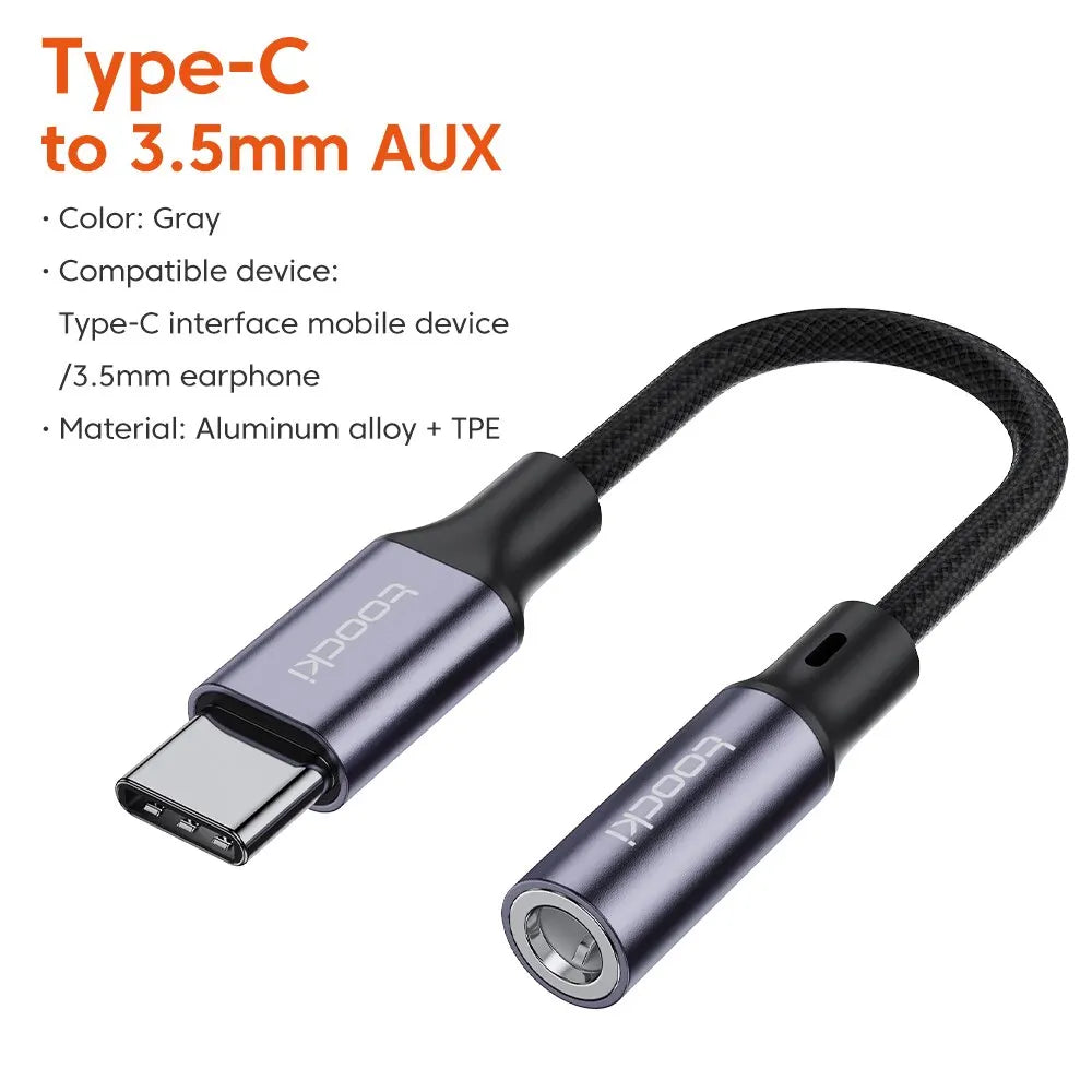 USB Type C 3.5 Jack Earphone Adapter USB C to 3.5mm Headphones AUX Audio Cable - Clickilix