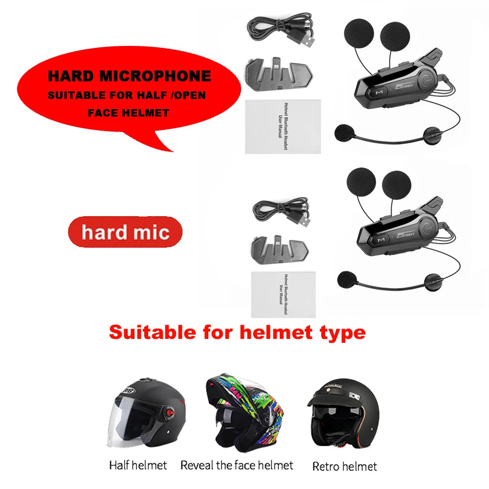 Bluetooth Motorcycle Helmet Intercom V5.3 1000M