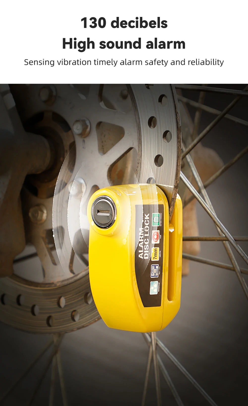 120dB Waterproof Motorcycle Disc Brake Alarm Lock