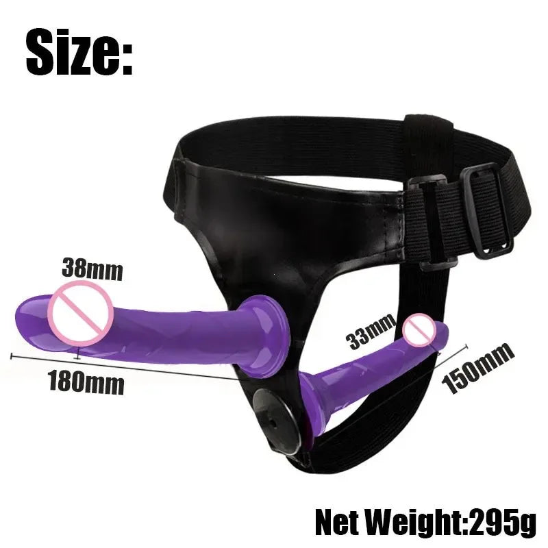 Double Strap-On Dildo with Elastic Harness