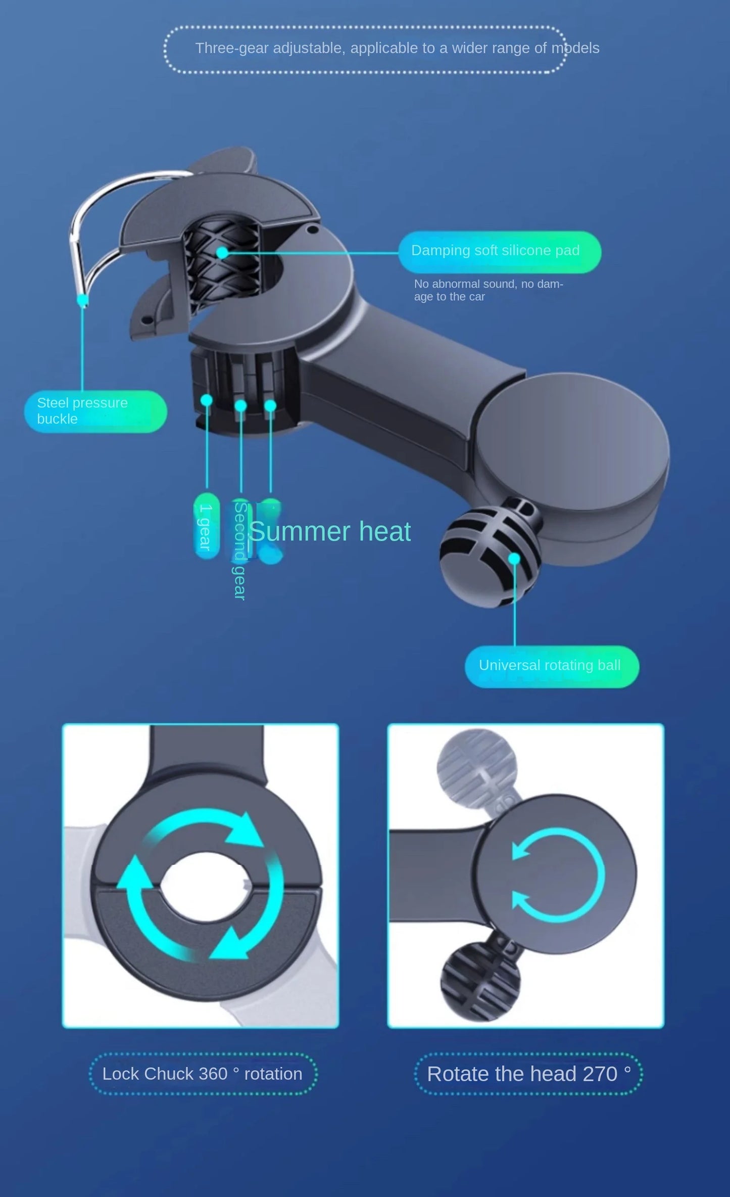 Dual Head Car USB Cooling Fan 3-Speed
