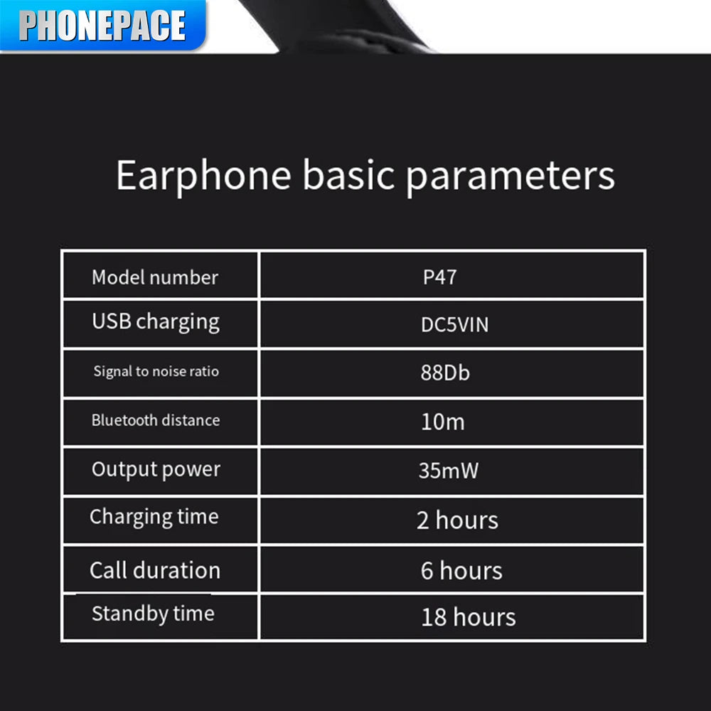 P47 Bluetooth 5.0 Wireless Folding Headset