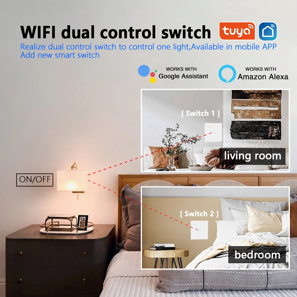 WiFi Smart 2-Way Touch Wall Switch – TUYA Compatible