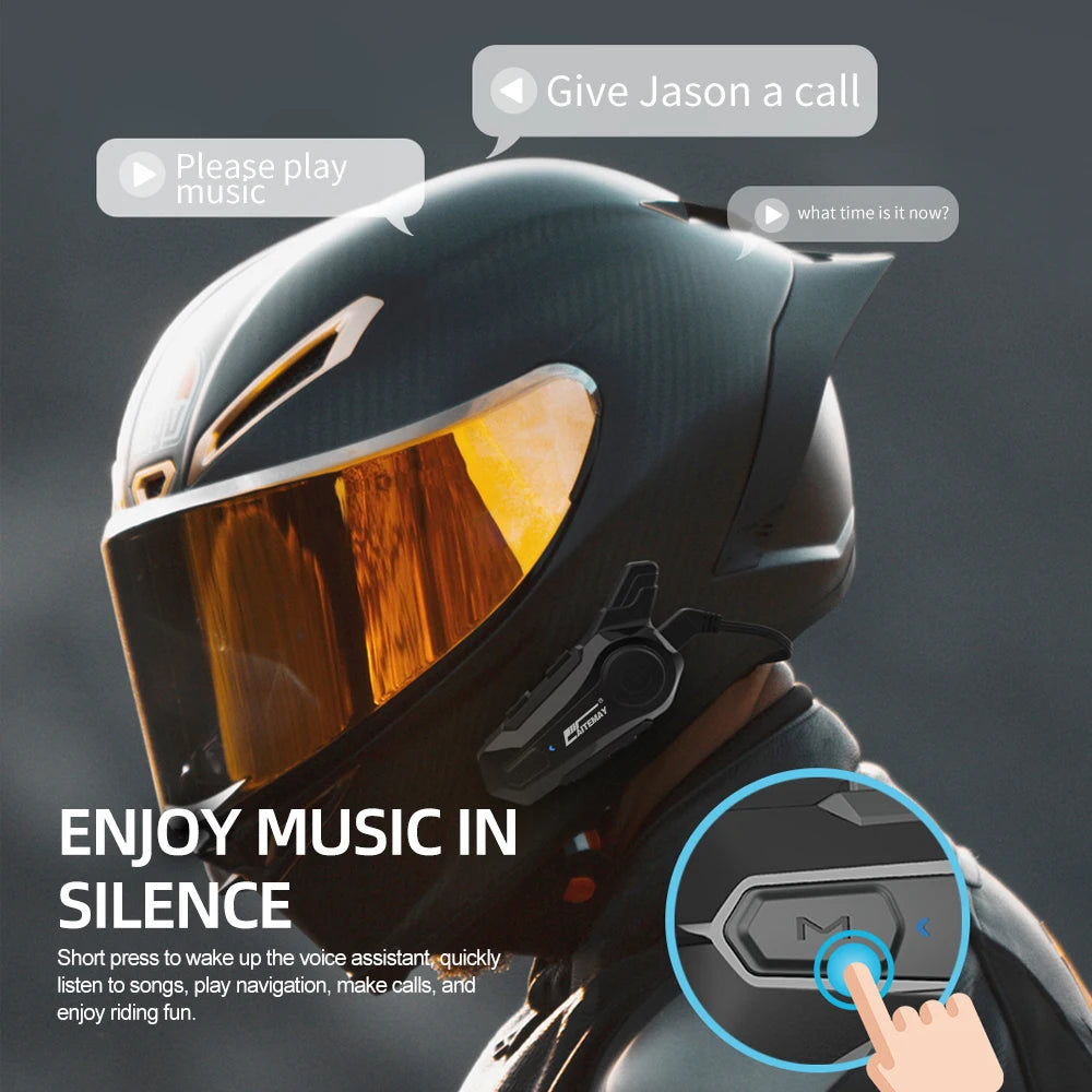 Bluetooth Motorcycle Helmet Intercom V5.3 1000M