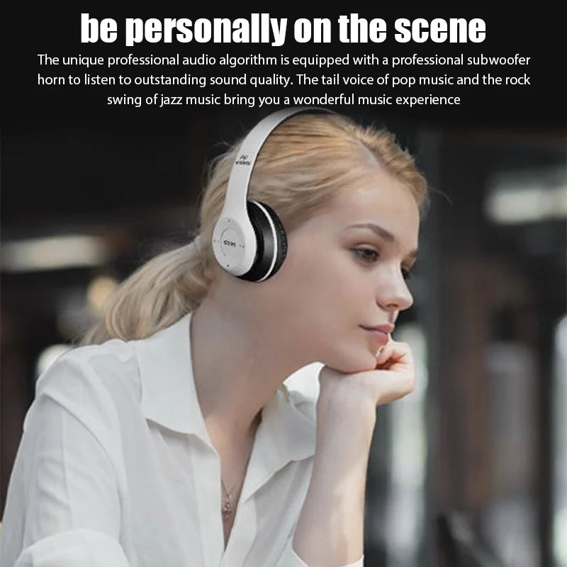 Wireless bluetooth headphone With Mic Noise Cancelling Headsets Stereo Sound - Clickilix