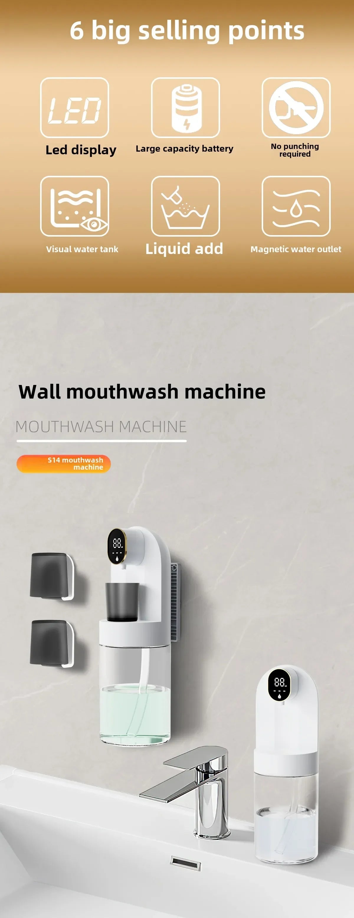Smart 600ml Magnetic Mouthwash Dispenser
