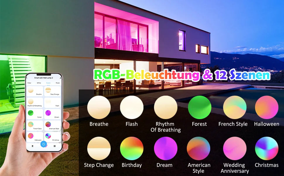 Smart WiFi LED Wall Lamp with RGBCW Colors