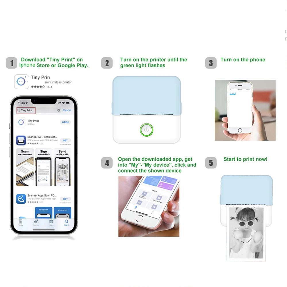 Mini Bluetooth Thermal Printer – Pocket-Sized & Inkless