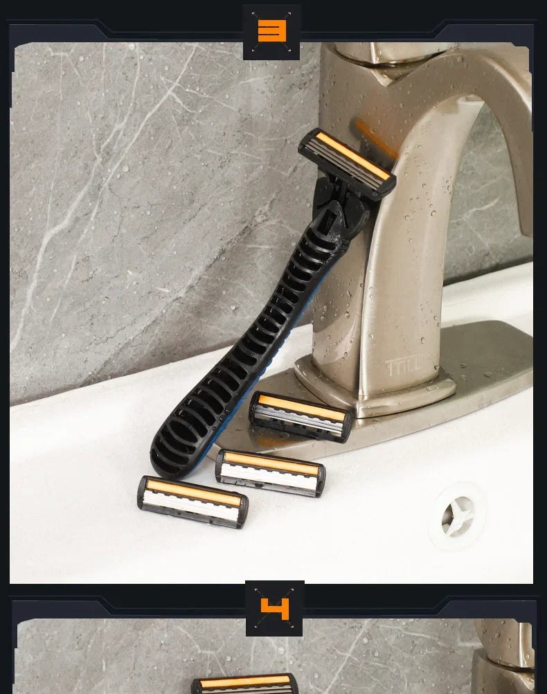 Triple-Layer Men's Reusable Shaver Razor