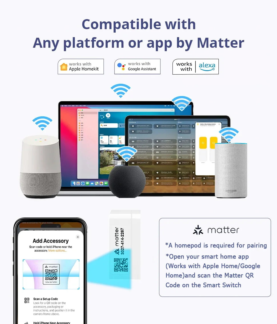 Matter WiFi Smart Touch Light Switch EU