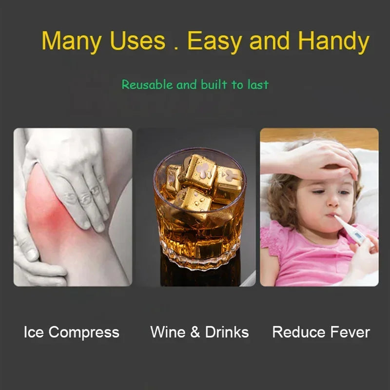 Reusable 304 Steel Whiskey Ice Cubes Set