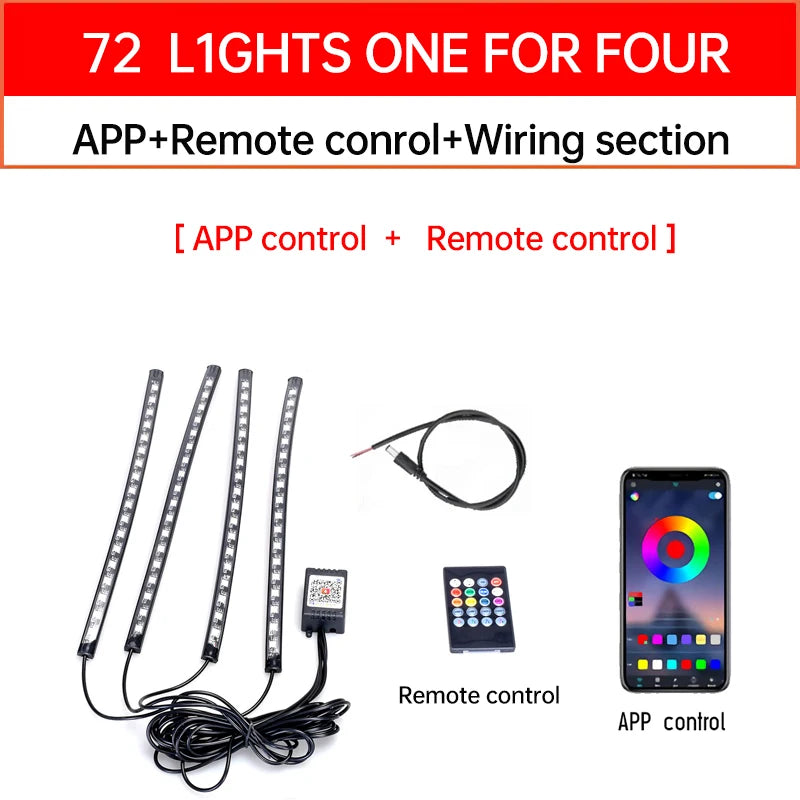 LED Motorcycle Car Ambient Light Strip Kit
