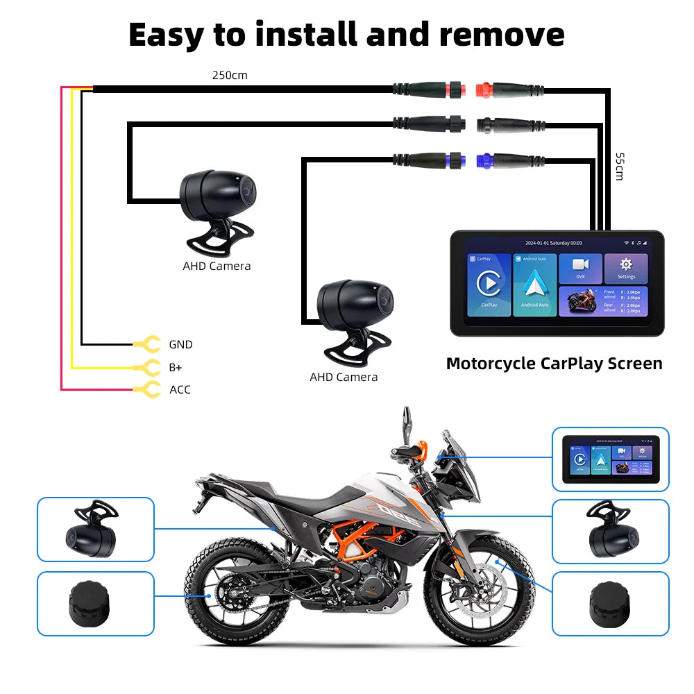 EKIY 6.3" Wireless CarPlay Android Auto GPS