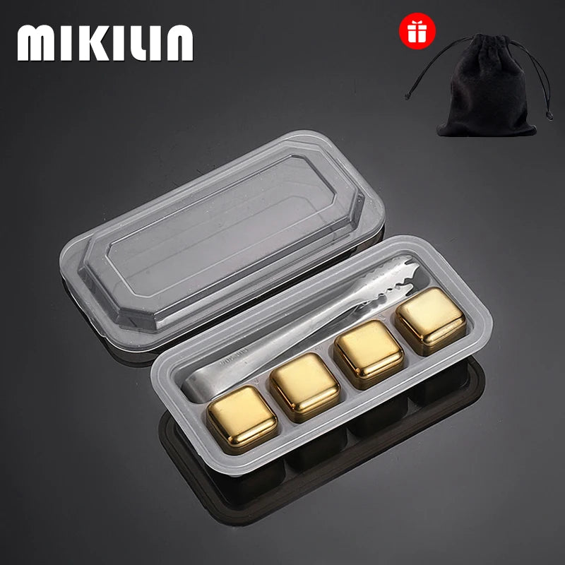 Reusable Stainless Steel Whiskey Ice Cubes Set