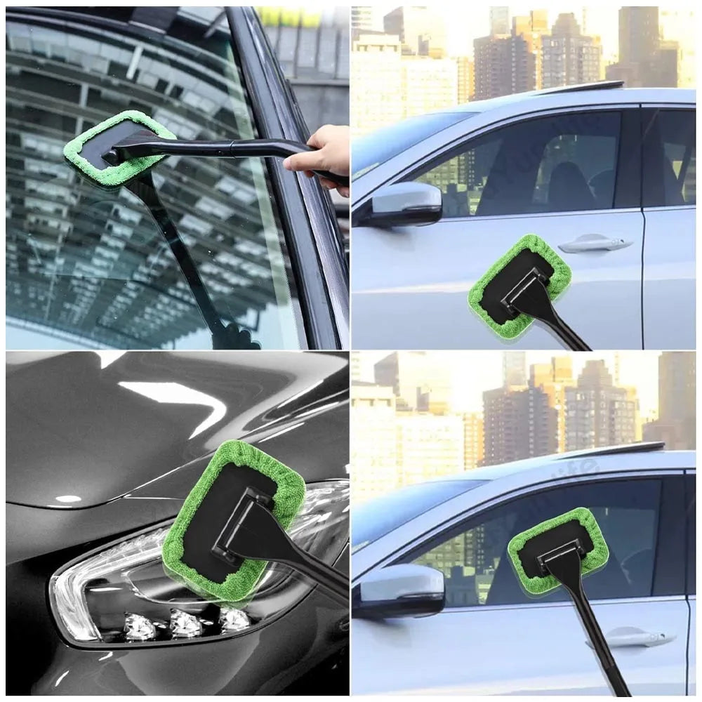 Car Window Cleaner Brush Kit with Microfiber