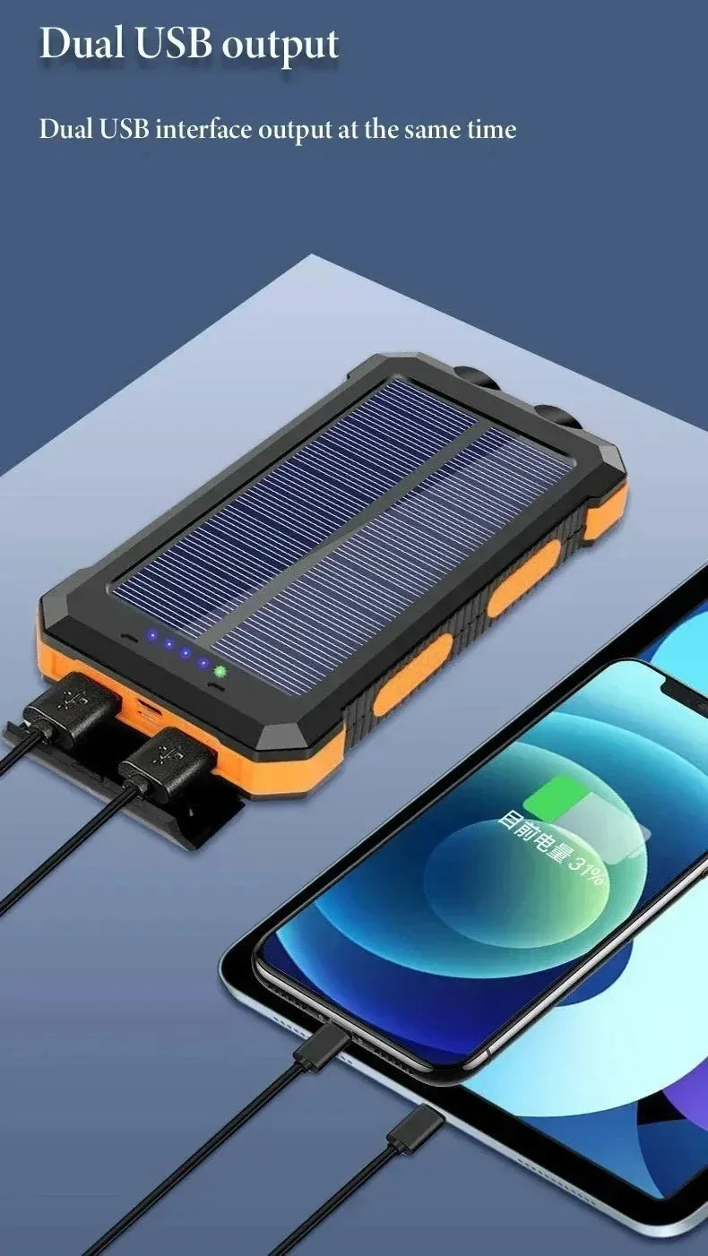 Solar Power Bank 20000mAh with LED Light