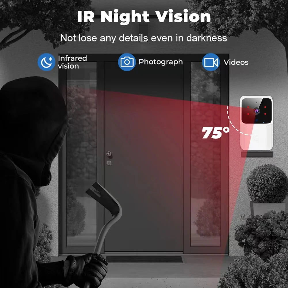 Smart WiFi Video Doorbell with Intercom & IR