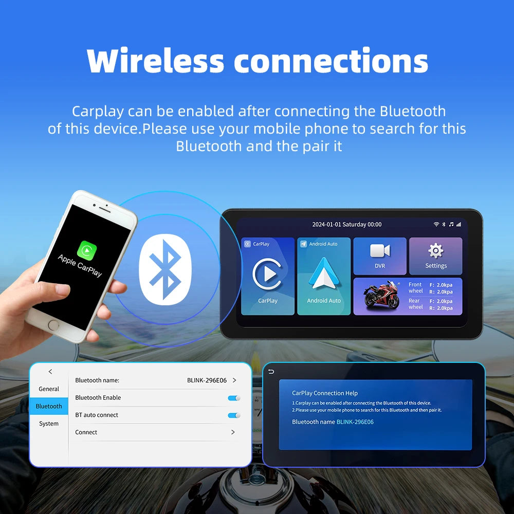 EKIY 6.3" Wireless CarPlay Android Auto GPS