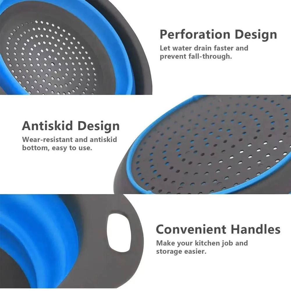 Silicone Collapsible Colander – Space-Saving Fruit & Veggie Strainer!