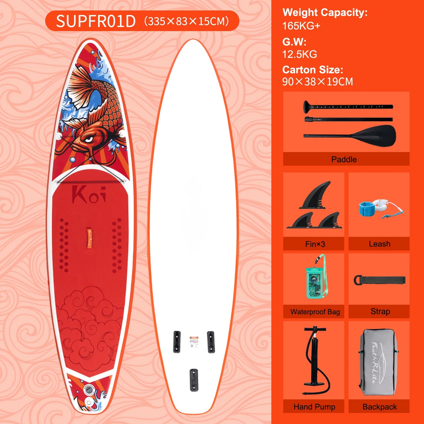 Feath‑R‑Lite 11′ Inflatable SUP Board with Accessories