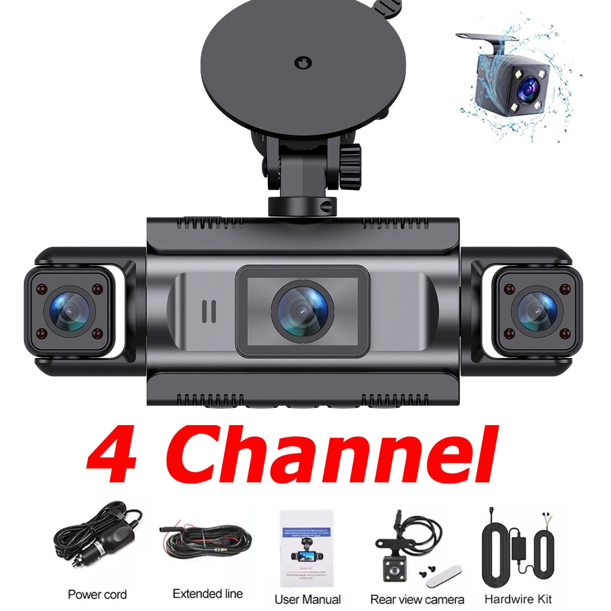 4-Channel WiFi Dash Cam with 360° Night Vision