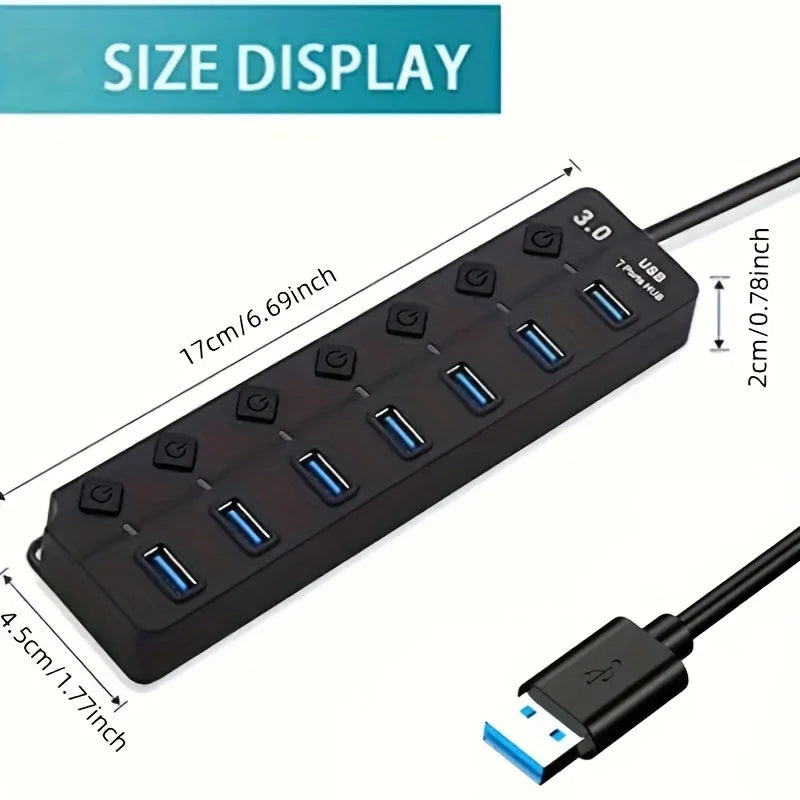 4/7-Port USB 3.0 Hub with Switches - Clickilix