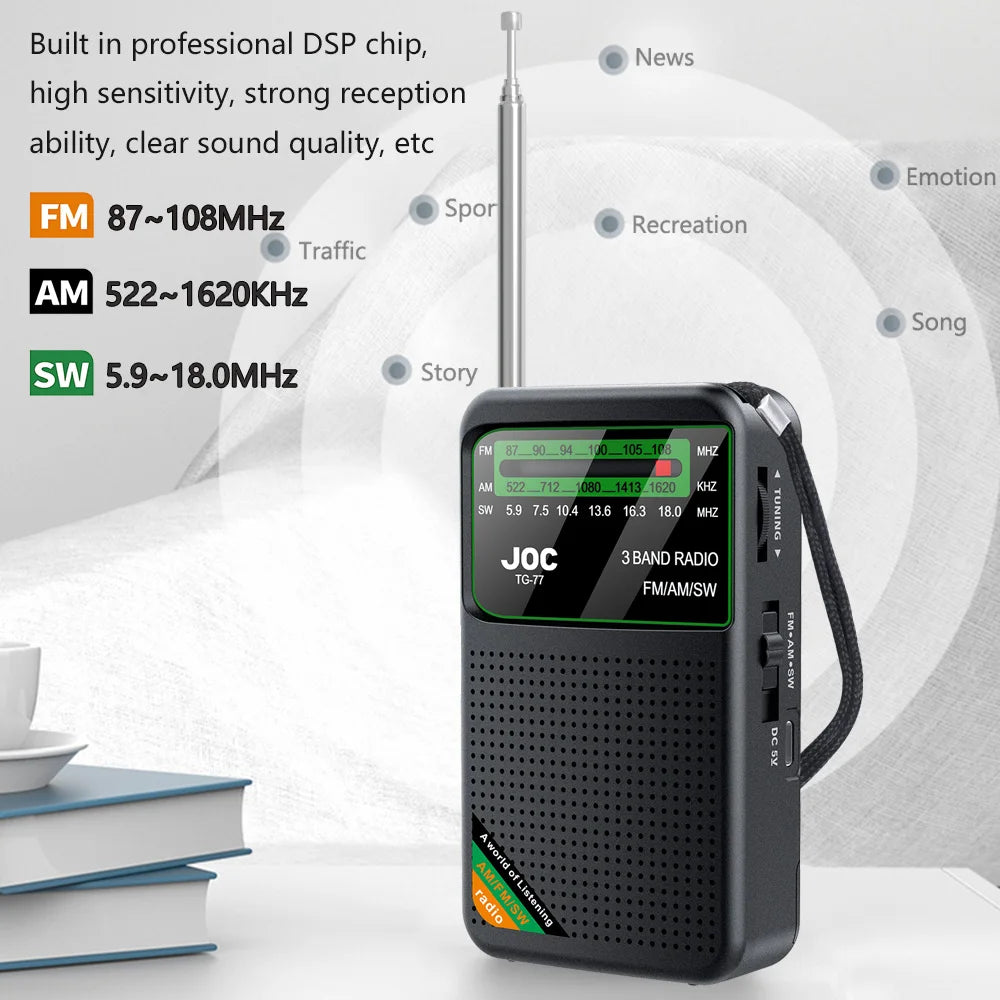 Stay tuned on the go with this mini pocket radio!
