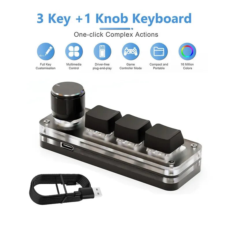 RGB Macropad – Mini Mechanical Keyboard with Knob