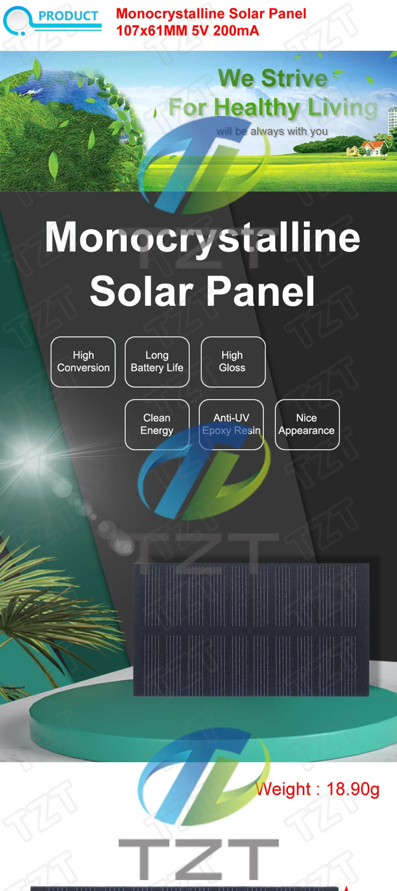 1W 5V Mini Solar Panel for DIY Electronics