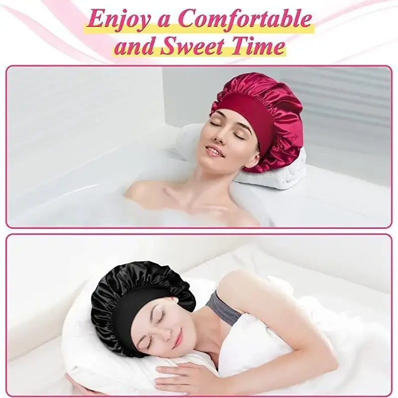Silk Nightcap for Women with Wide Brim