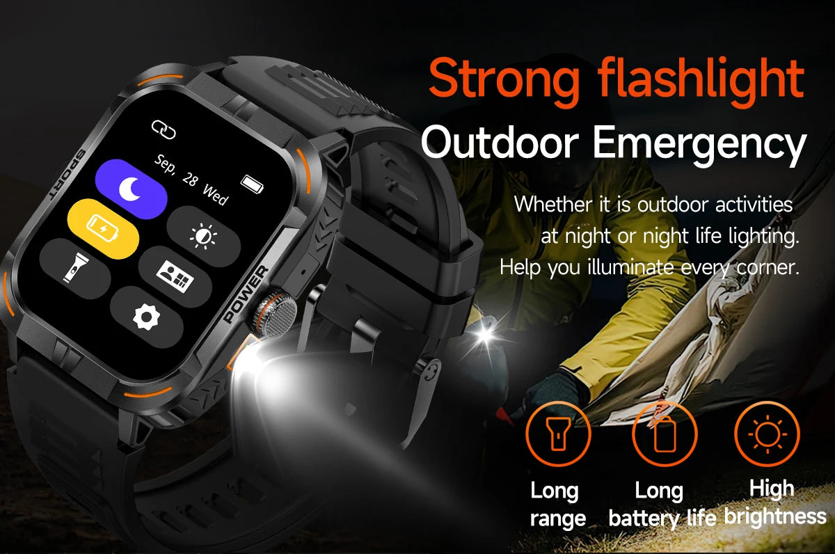 AMOLED Smart Watch with Flashlight & Compass