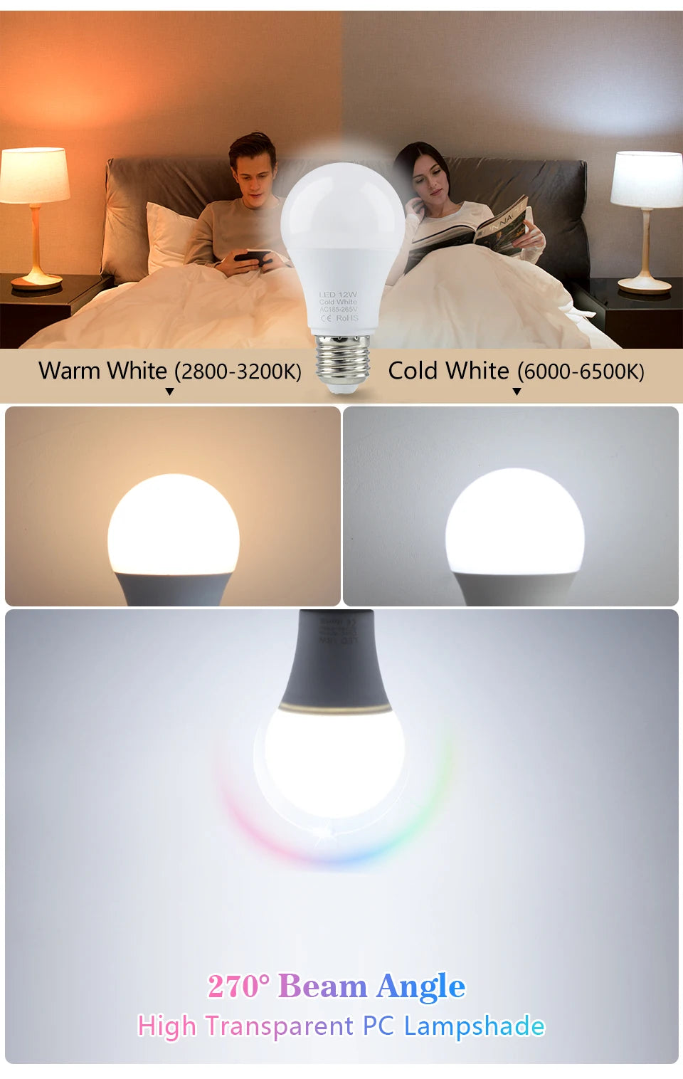 4pcs E27 LED Bulbs 3W-18W Energy Saving Lights