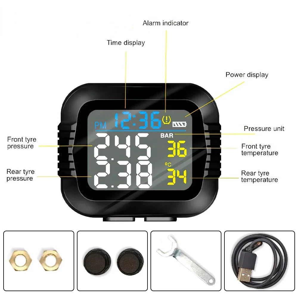 Motorcycle TPMS Tire Pressure Monitoring System Real-Time