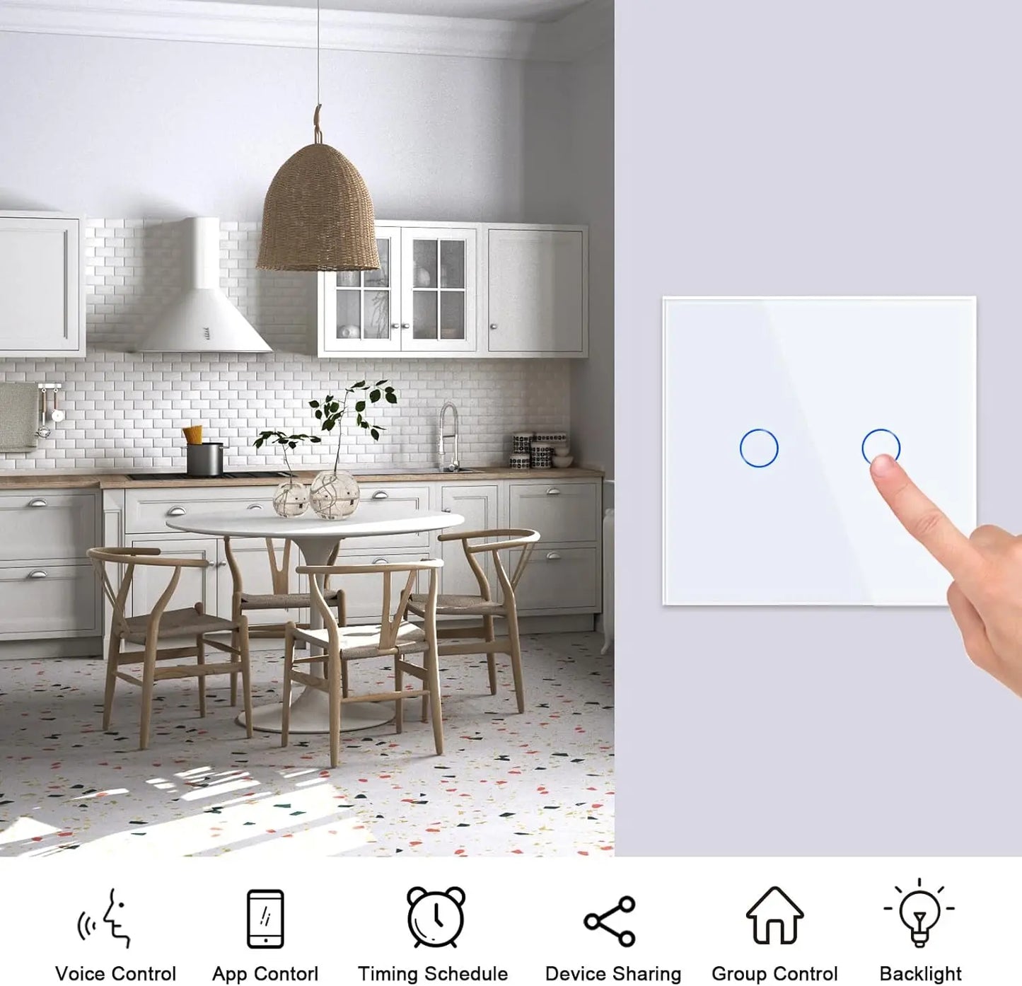 Matter WiFi Smart Touch Light Switch EU