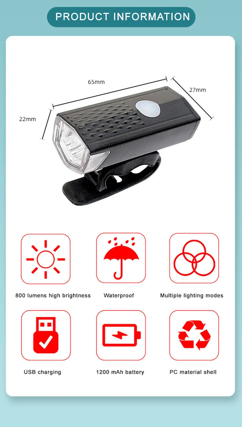 USB Bike Light Set Front & Rear