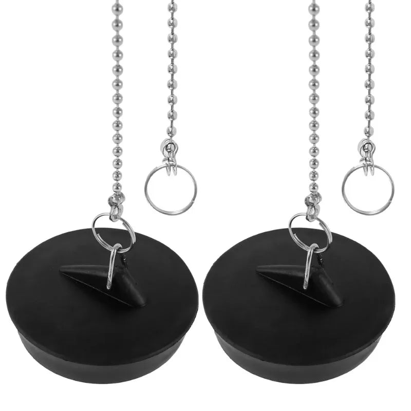 Universal Rubber Sink Drain Stopper – 2pcs with Chain