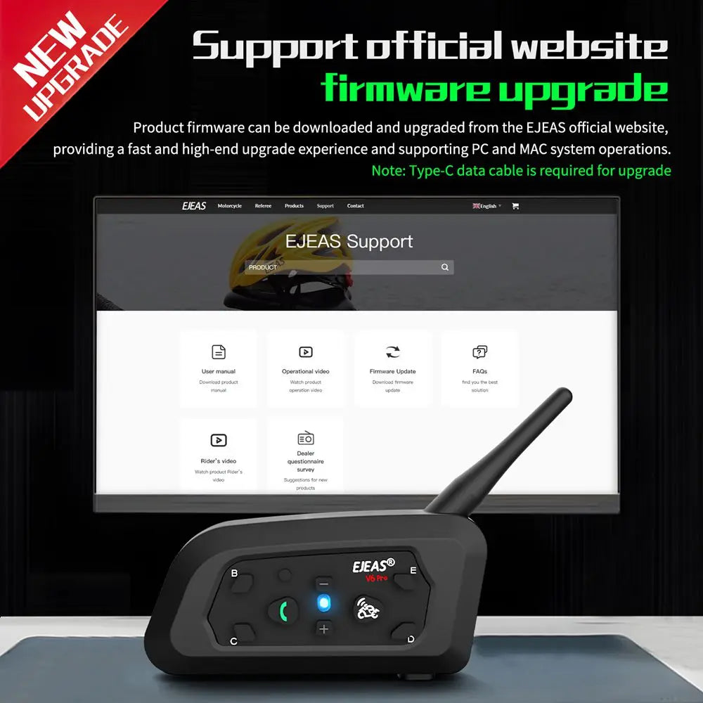 EJEAS V6 PRO+ Bluetooth Motorcycle Intercom 800M