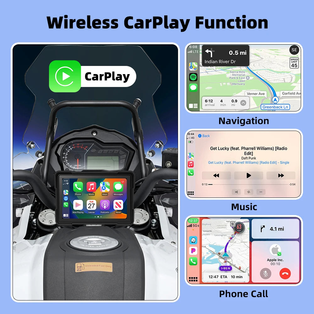 EKIY 5″ Wireless CarPlay & Android Auto GPS Display