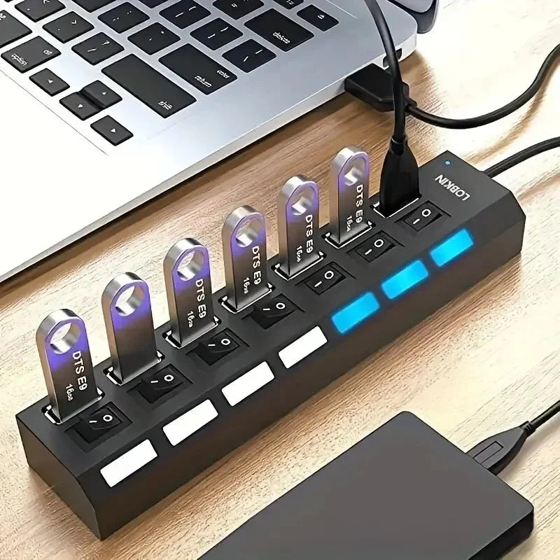 High-Speed 4/7-Port USB 2.0 Hub Splitter - Clickilix