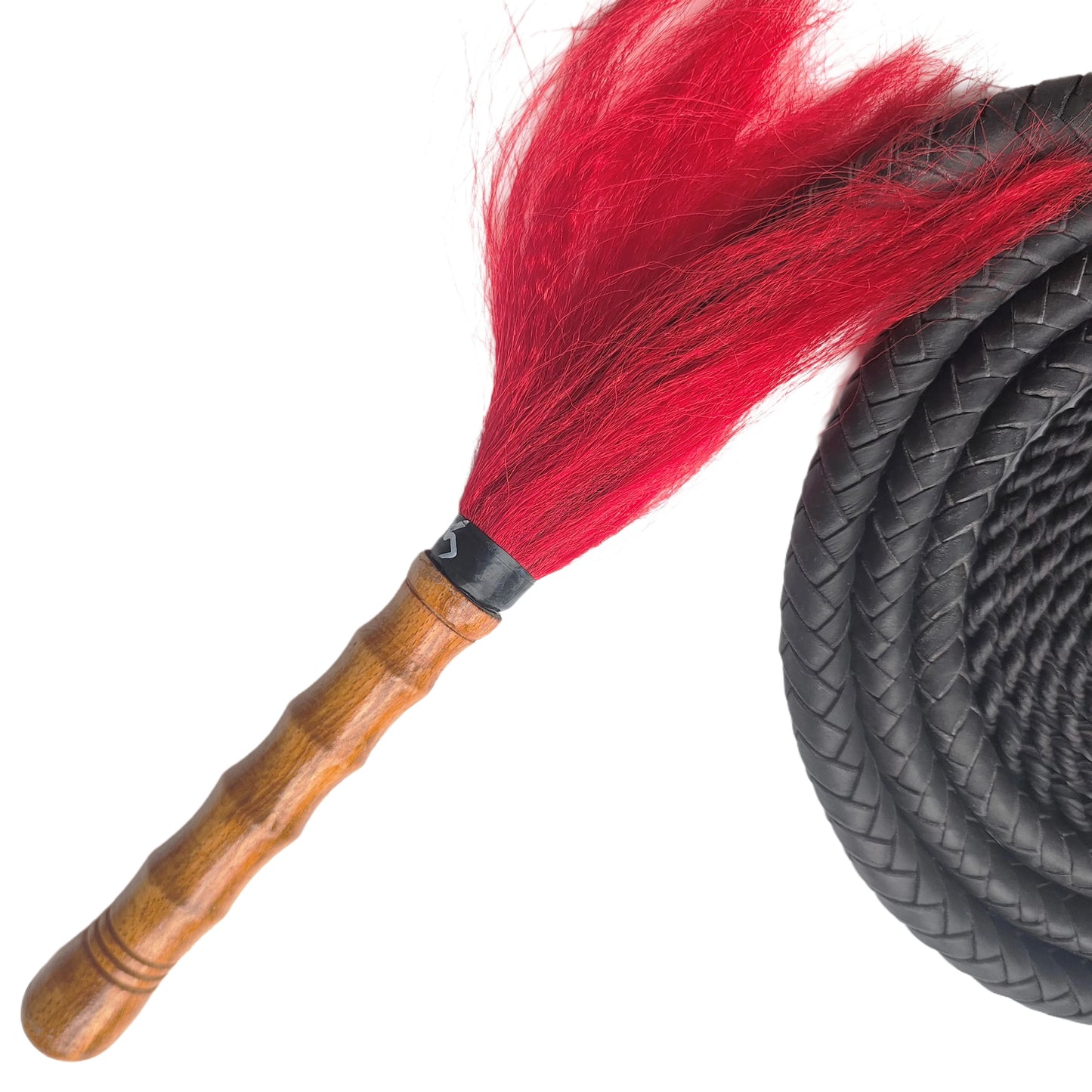 Wushu Cowhide Leather Whip with Wood Handle